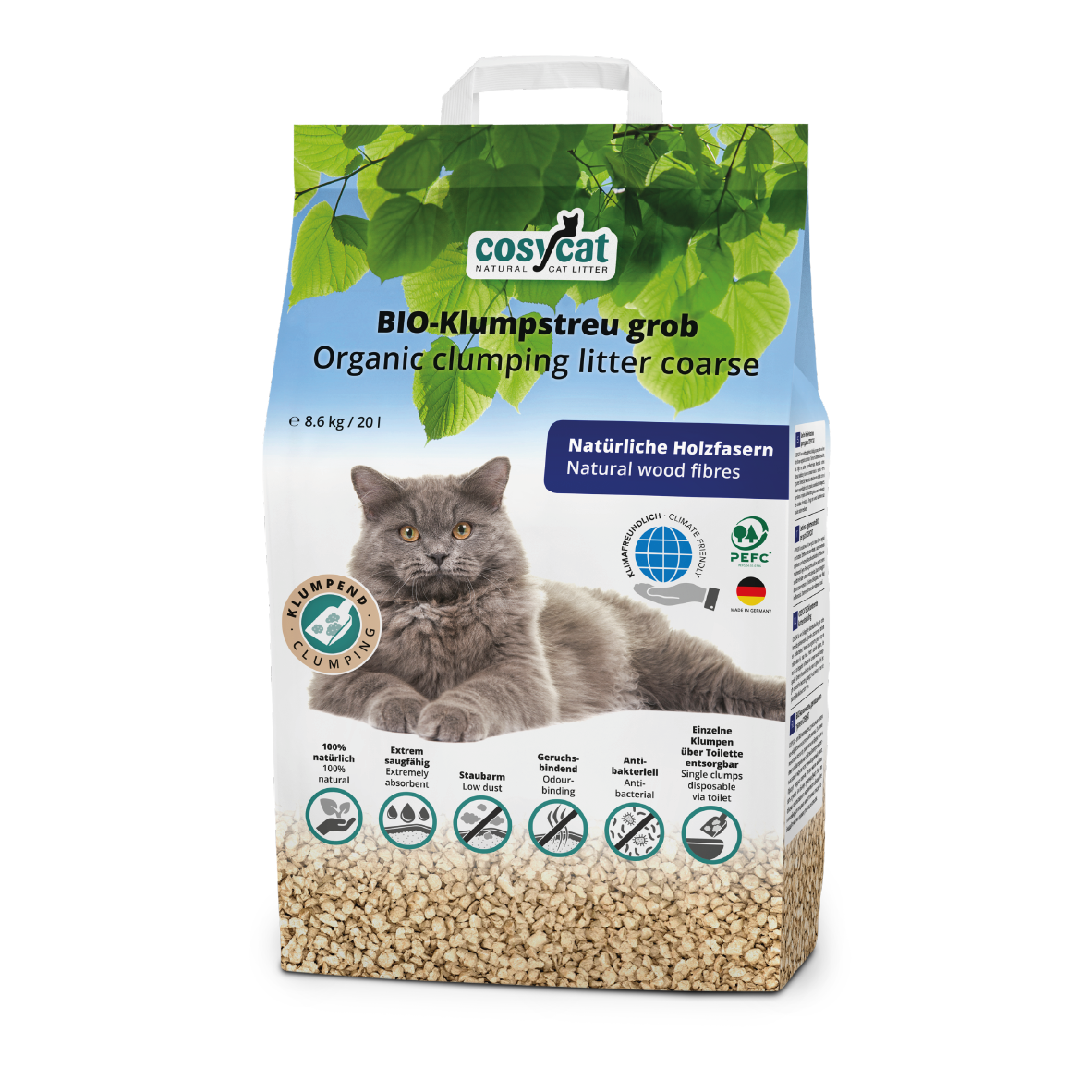 COSYCAT BIO-Klumpstreu 25.8kg / 60L (3 Beutel à 8.6kg / 20L)